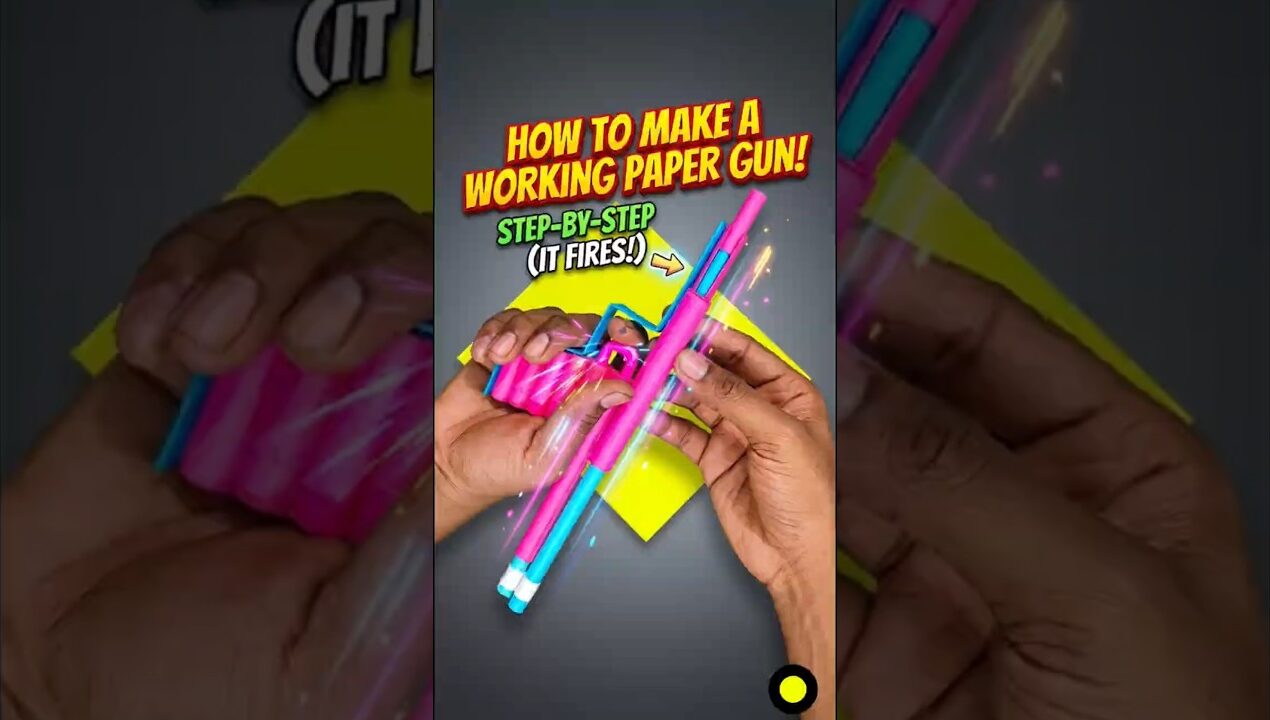 How To Make a Color Paper Gun 🔫 | Easy DIY Paper Craft #papercraft #shorts