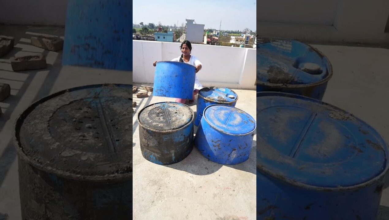 Old blue drum garden makeover 🌱😱 #shorts #ytshorts #diy #garden #gardening @Creative_Shriya