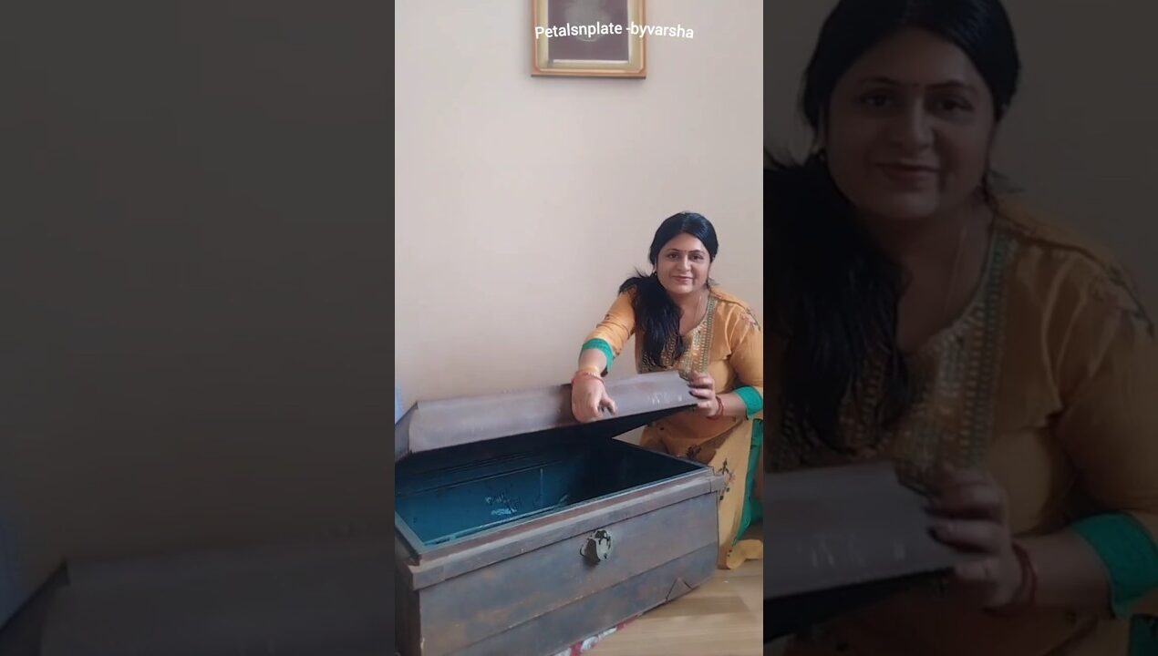 transformed the classic good old metal trunk  with colours #ideas #diy #craftyhome #Sanduk makeover