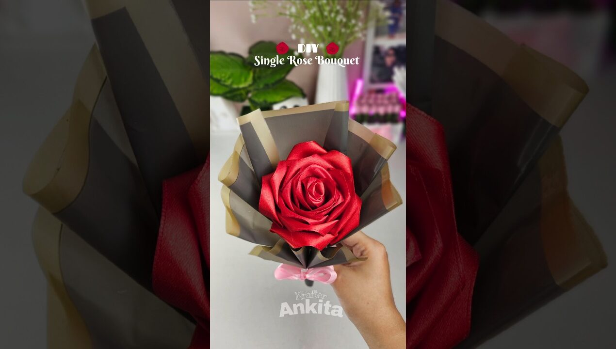 DIY single Rose bouquet #craft #diy #handmade #homedecor #krafterankita #shorts #rose #rosebouquet