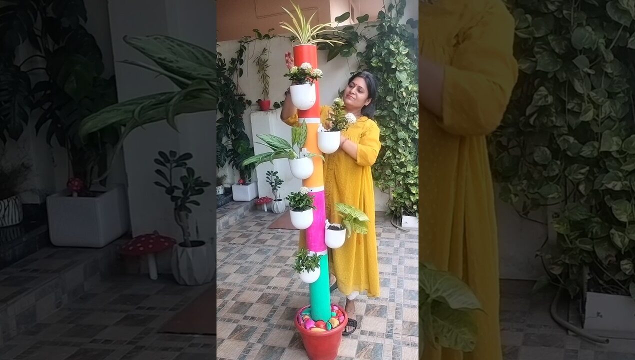 DIY Tower Planter| from Waste PVC pipe |#gardendecor #diy#pvcpipeideas #colourfull #garden