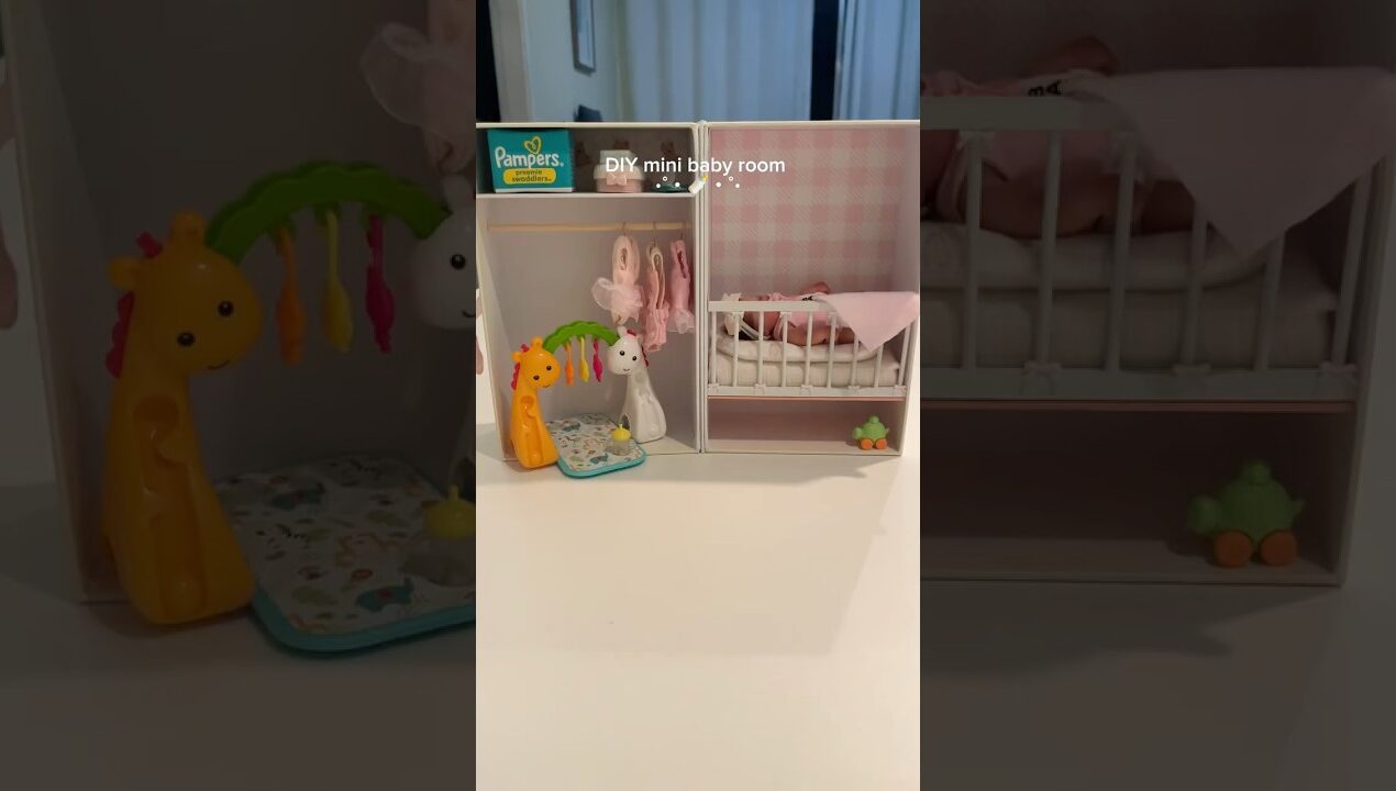 DIY miniature baby room using gift boxes 🤍🍼 #diy #tutorial #fy #miniature #cute #baby #mini