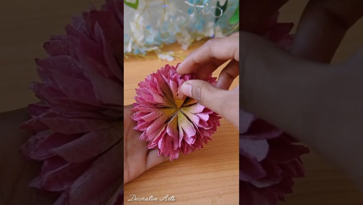How to Make Dahlia Flowers with tissue paper/DIY Flower Making Ideas with Napkin/Short/Viral