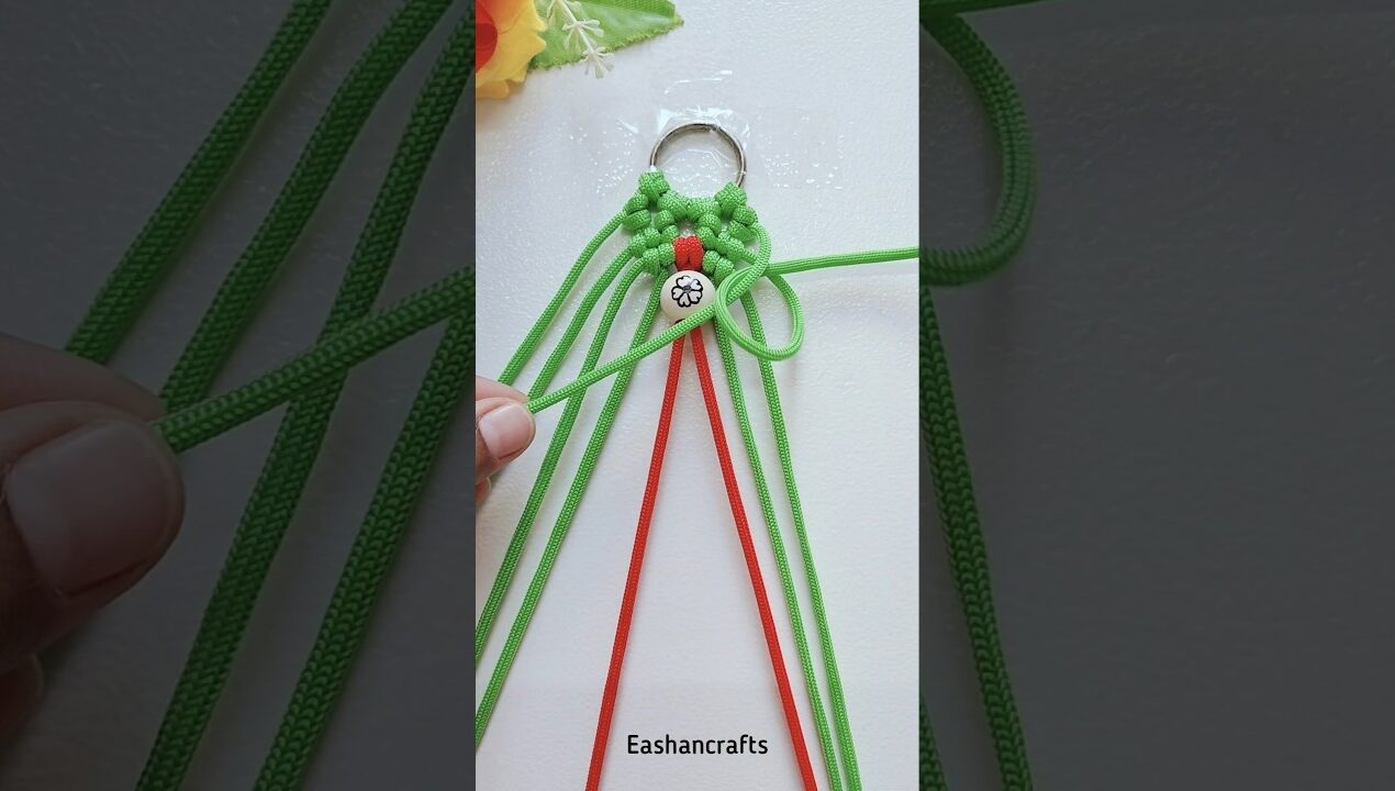 Diy Cute Flower Bead Keychain – Macrame 😍 #shorts #shortsviral #diy #keychain #homedecor #crafts