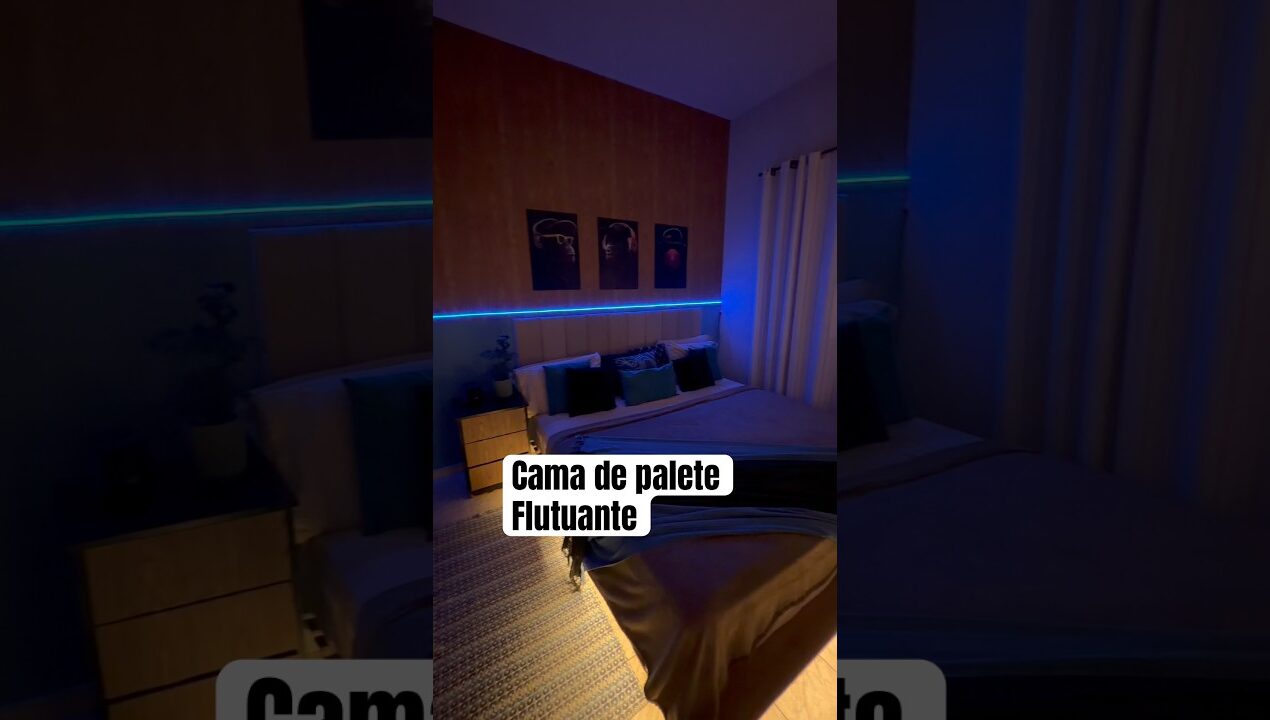 Fiz #donadecasa #diy #decoracaocriativa  uma cama econômica de palete, flutuante