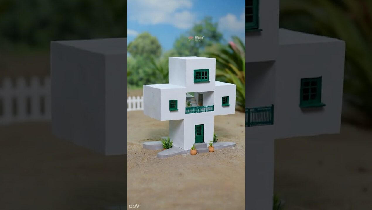 Building a Unique Cross-Shaped Mini House #vfuho  #miniature #diy #house