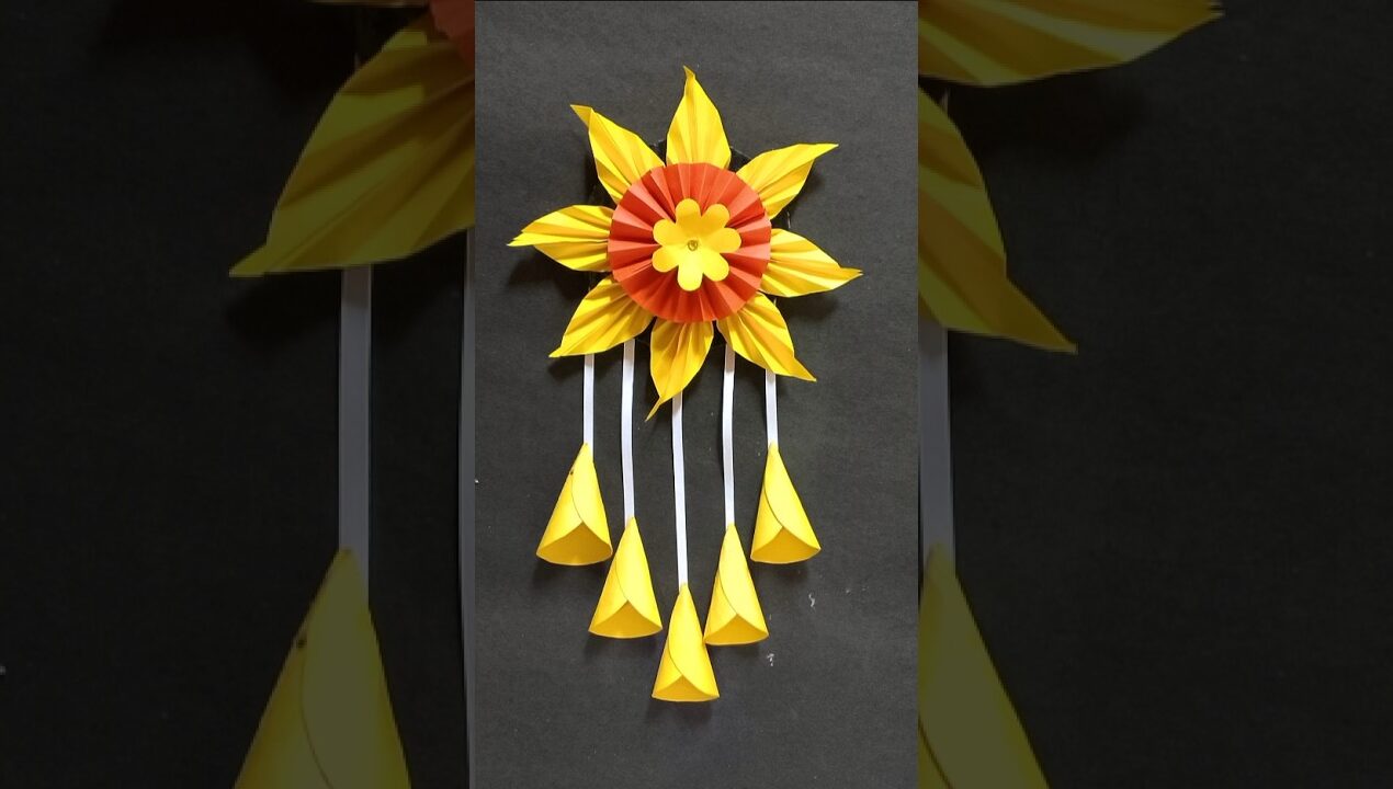 Amazing paper flower wall hanging #shorts #youtubeshorts #viralshort #wallhanging #homedecor #craft