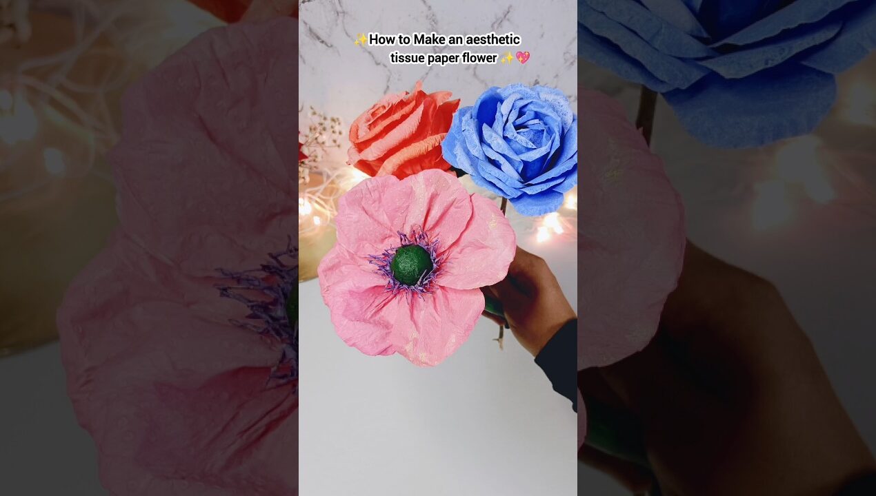 aesthetic napkin flower🌼 | how to Make tissue paper flower #shorts #diy #craft #flowers