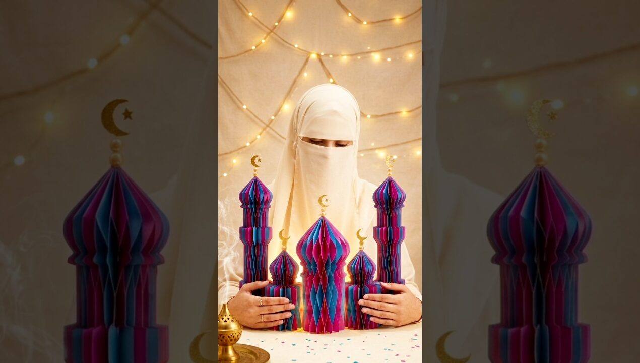 DIY Eid Decoration Idea 🕌🌙 / DIY Paper Mosque for Ramadan #shorts #ytshorts #eidcraft #