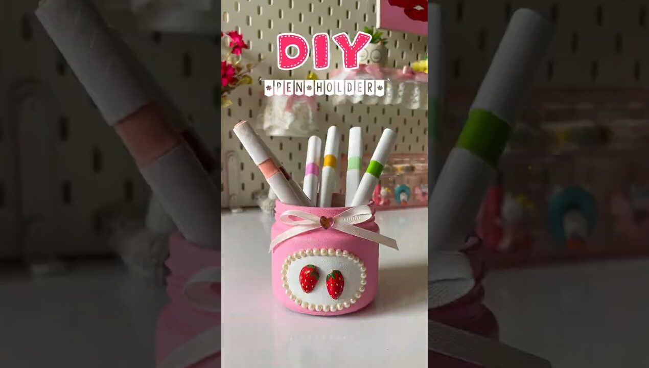 DIY Glass Jar Pen Holder | | Cute Home Decor Craft #shorts #diy #handmade #viralshort