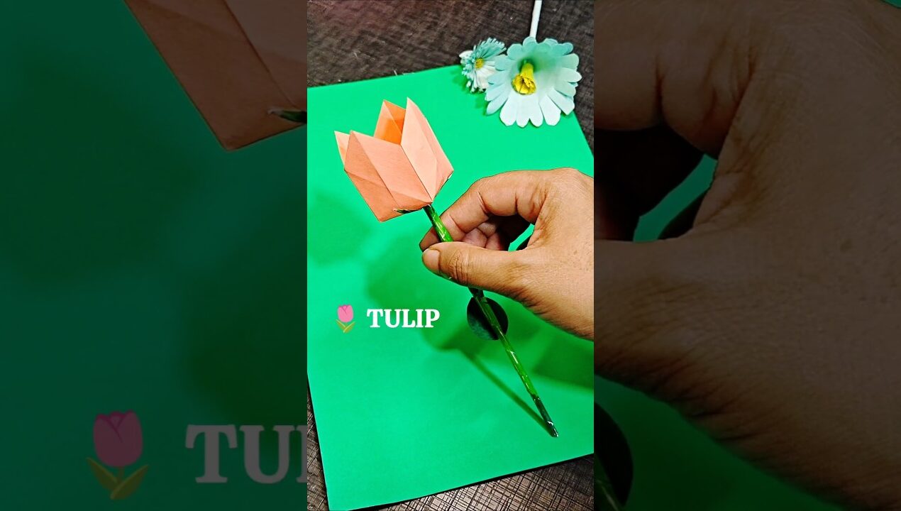 Easy Tulip Flower Making Idea🌷#shorts #diy #craft