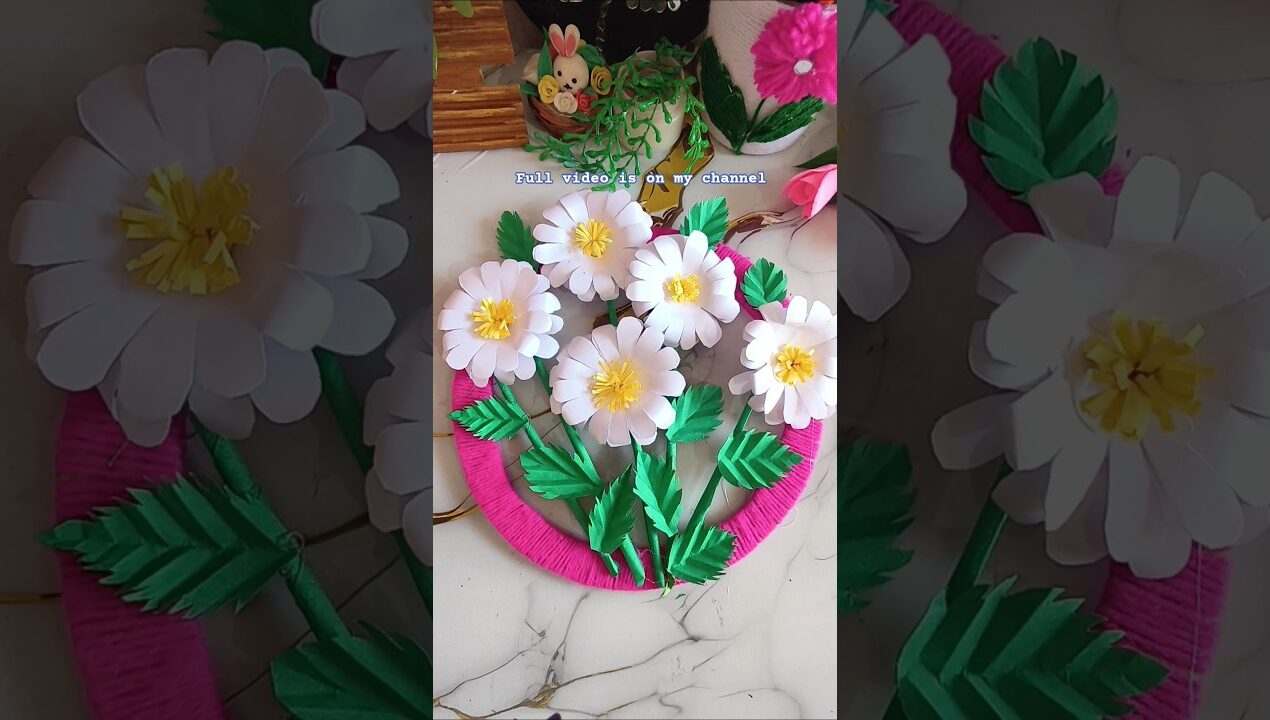 Diy paper flower wall hanging 🌸 #shorts #homedecor #diy #craft #crafts #flowers #youtubeshorts