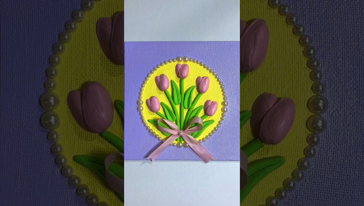 DIY 3D Tulip Painting | Tulip Texture Art | Easy DIY Painting | Wall Decor DIY | Paper Craft #diy
