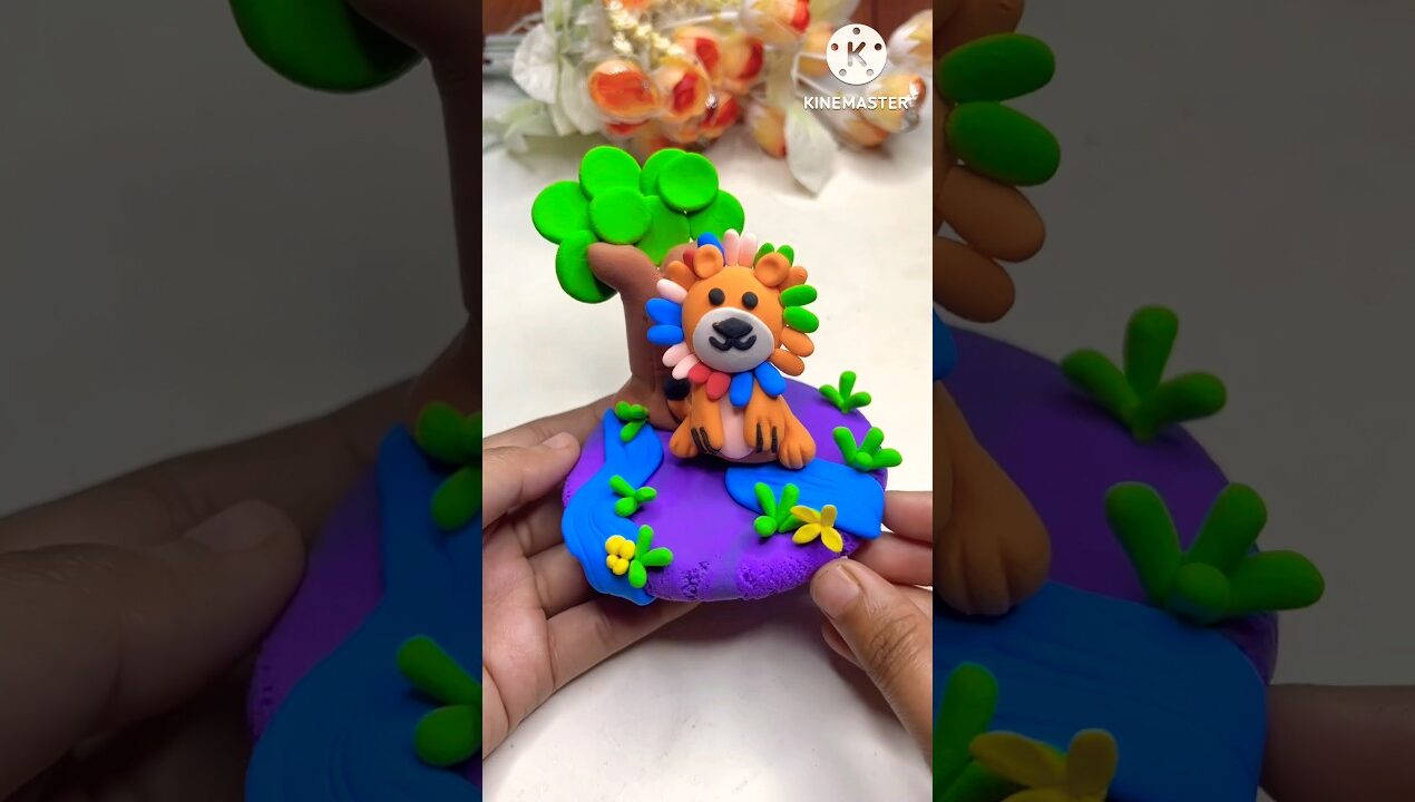 DIY idea 💡 super clay diye lion 🦁 banano🥰#music #craft #trending #diy #youtubeshorts #art #funny