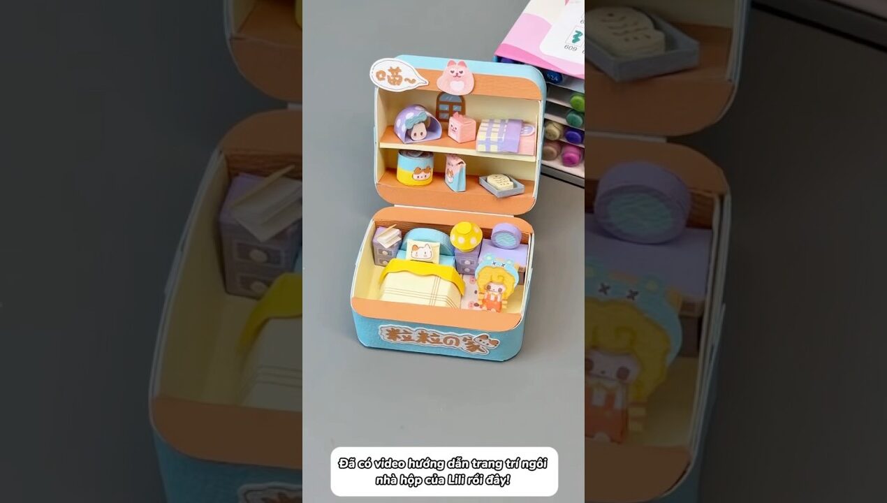 Cách làm “ngôi nhà mini” bằng giấy siêu dễ thương #diy #desksetup #handmade #washitape #trending #xh