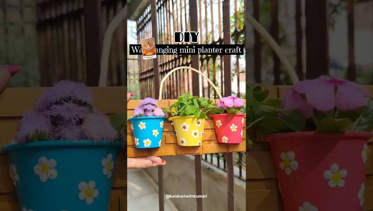 DIY wall hanging mini planter craft #shorts #viralshort #reuse #handmade #diy #trending #crafting