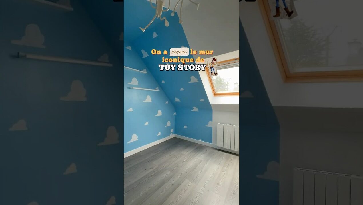 On a recréé le mur iconique de TOY STORY ! ☁️ #diy #avantapres #homedecor #hack #disney
