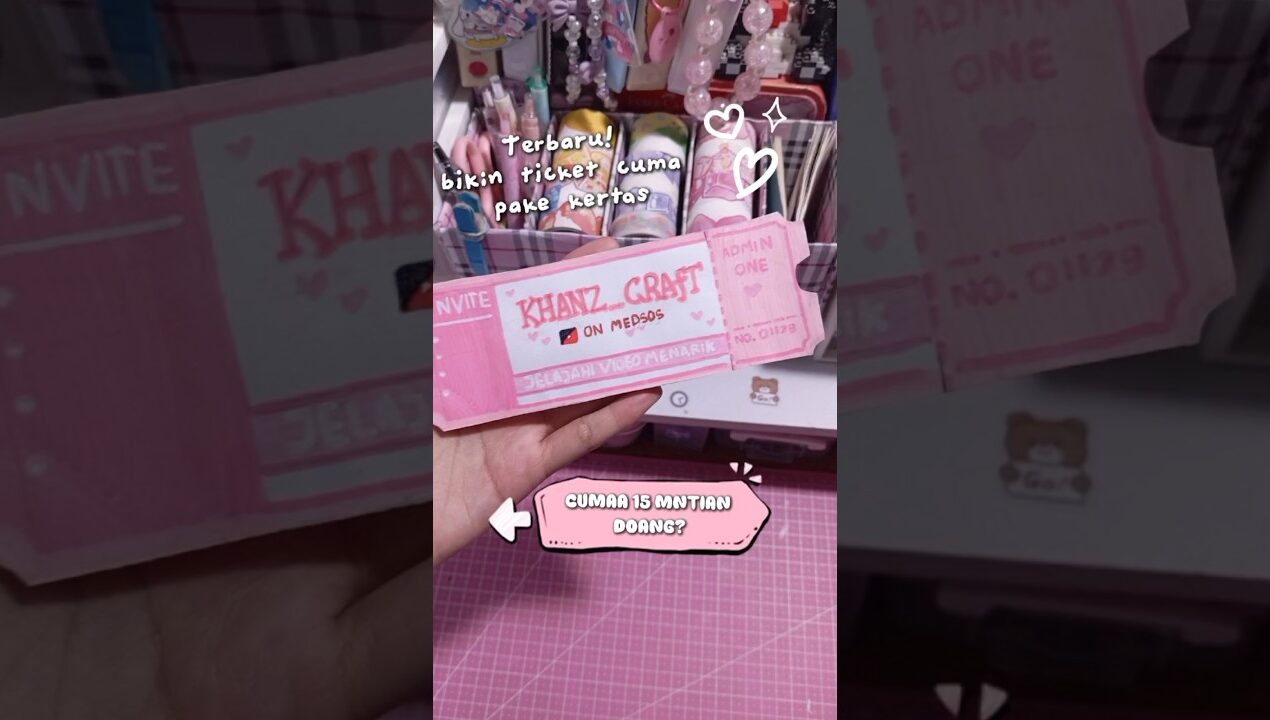 Tutor DIY Bikin Ticket Ala Aku💝🩰 #shorts #diy #tutorial #ticket #pink #viral #craft