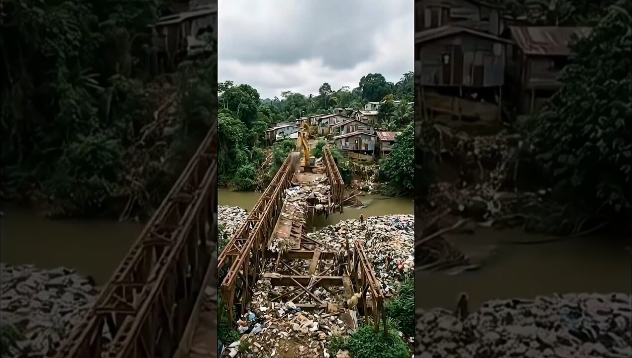 From Ruins to Renewal River Bridge Restoration Transformation ✨🚧  #beforeafter #automobile #creative