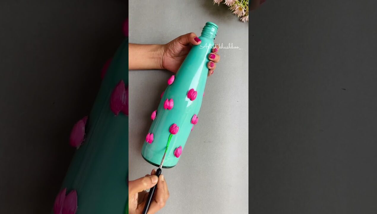 DIY Bottle Art/Painting on Glass Bottle #youtubeshorts #shorts #bottleart #diy