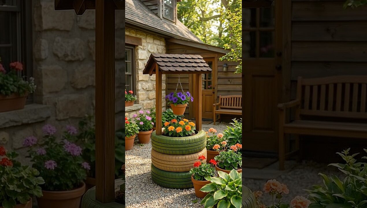 You Won’t Believe What I Made With Old Tires! 🚗🌸 DIY Wishing Well Planter