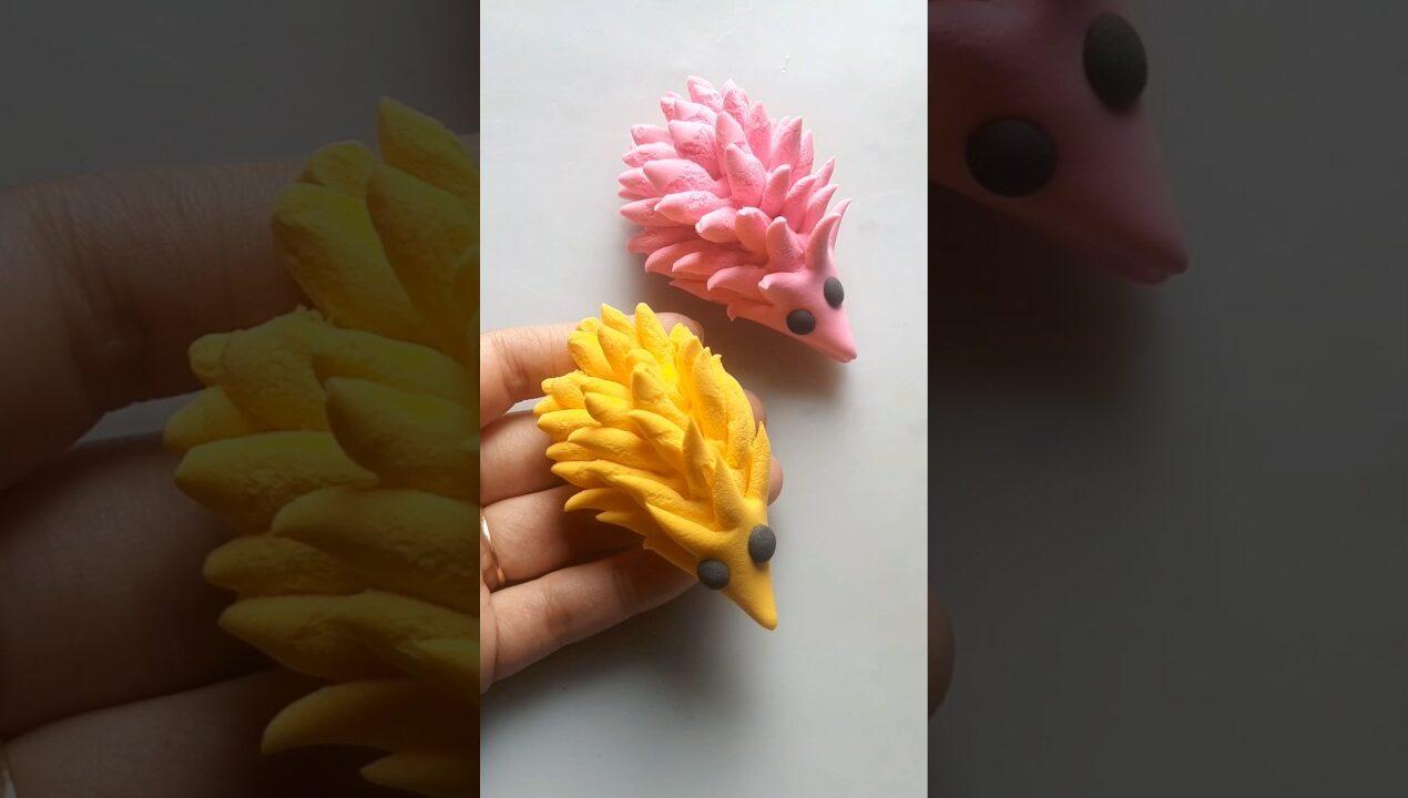 DIY idea 💞 How to make easily porcupine 🦔 with Super clay #trend​ #clay​ #music​ #funny​ #clay​