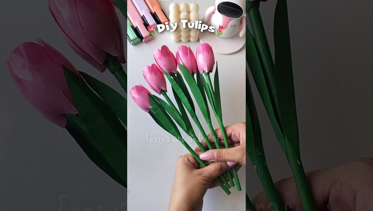 Diy Tulips flowers 🌷#diy #shorts #shortsvideo #youtubeshorts #artandcraft
