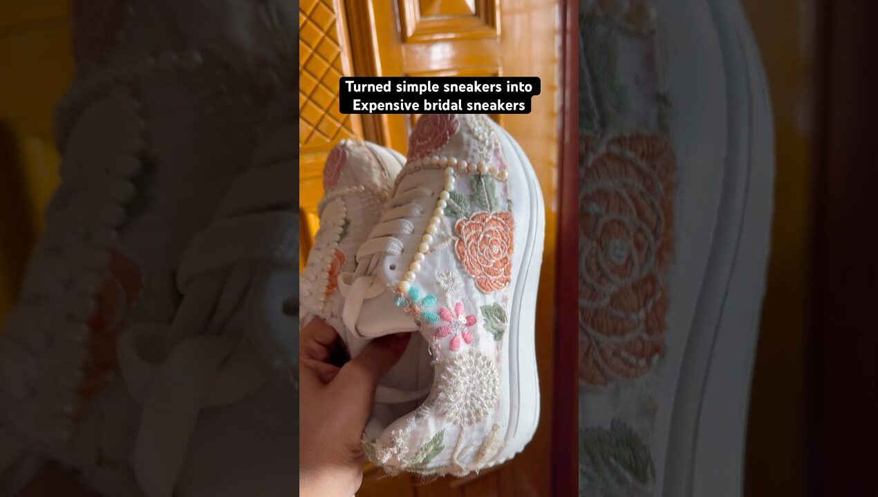 Turned simple sneakers into bridal sneakers👰‍♀️ DIY wedding shoes #shorts