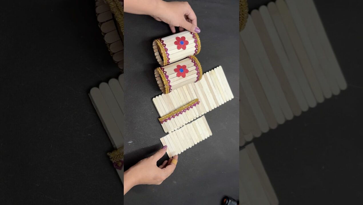 DIY Popsicle Sticks Craft Ideas #popsicle #penholder #craft #shorts #youtubeshorts #ytshorts #diy