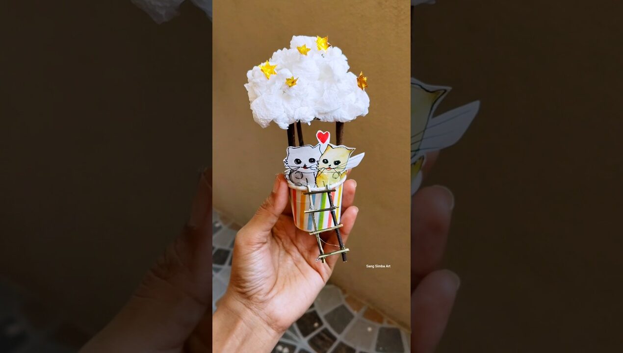 Cute Cloud Parachute ❤✨ #shorts #diy #crafts #diycrafts #viral #trending