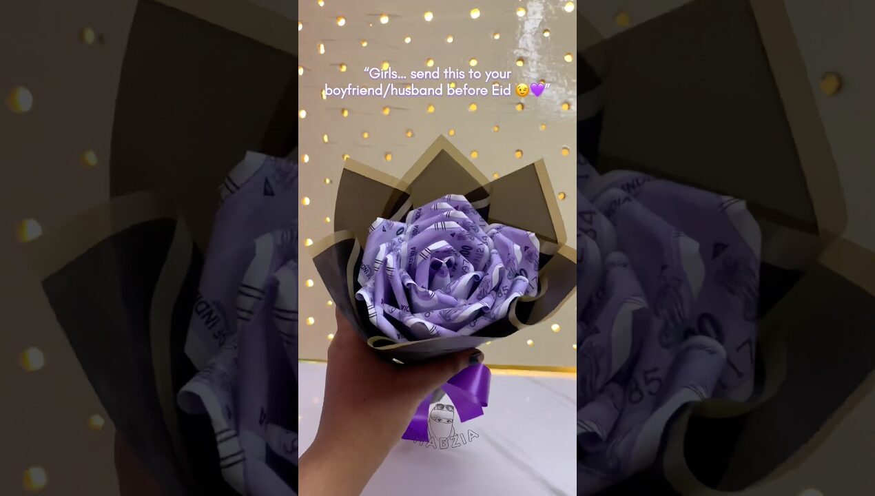 Eidi but Make it Romantic 💜 Money Bouquet DIY #diy #handmade #eidmubarak