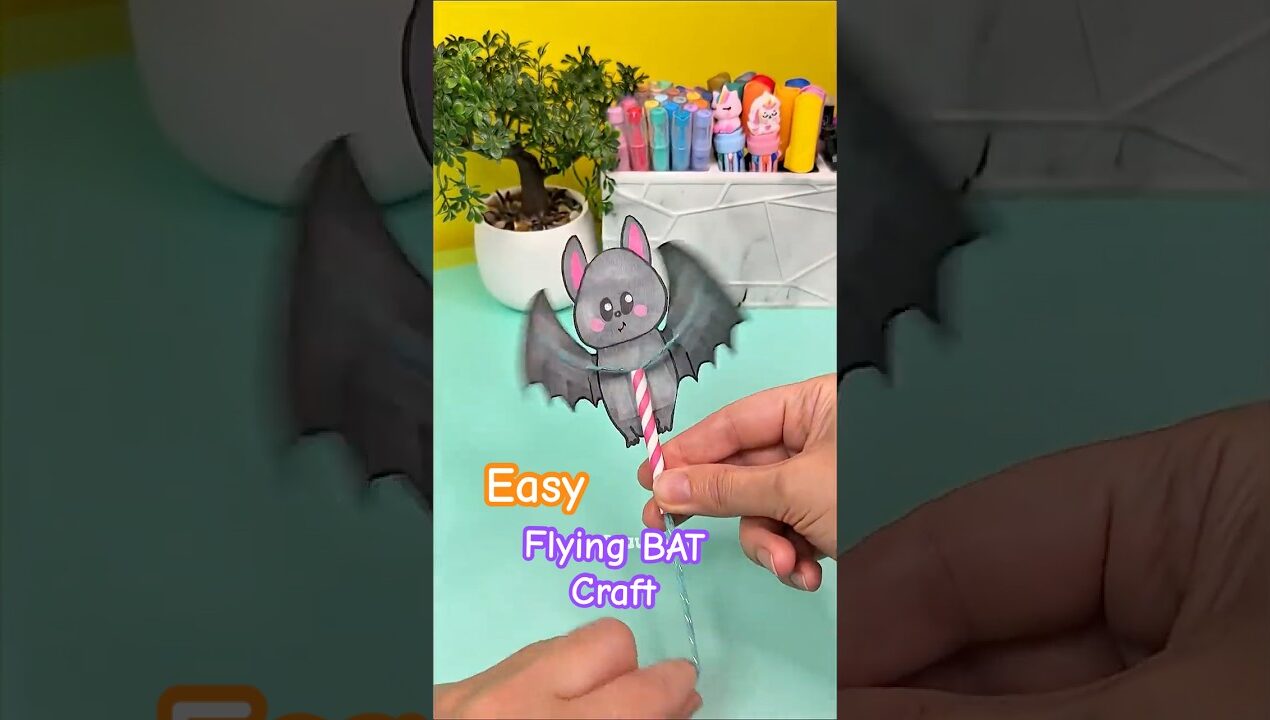 Flying Bat Paper Craft Idea #shorts #kidscrafts