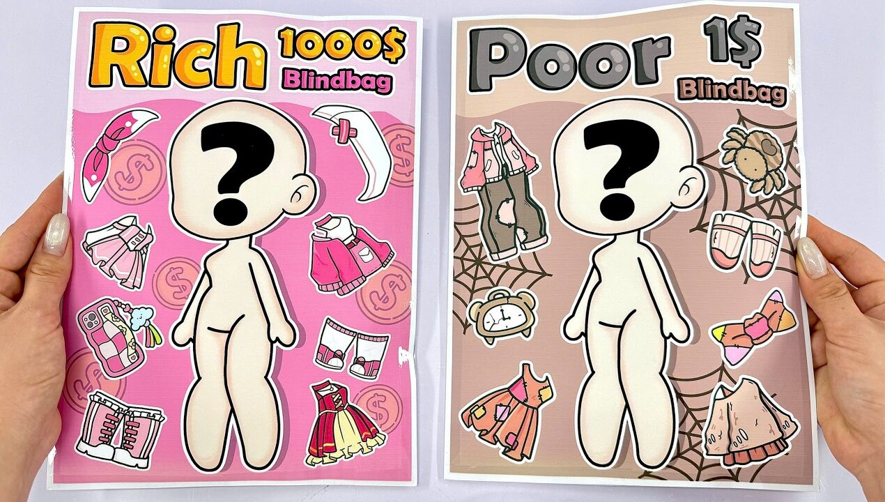✨Paper DIY✨ Unboxing Blind Bag POOR 1$ vs RICH 1000$ | Gacha ASMR #Blindbag #DIY #SANRIO