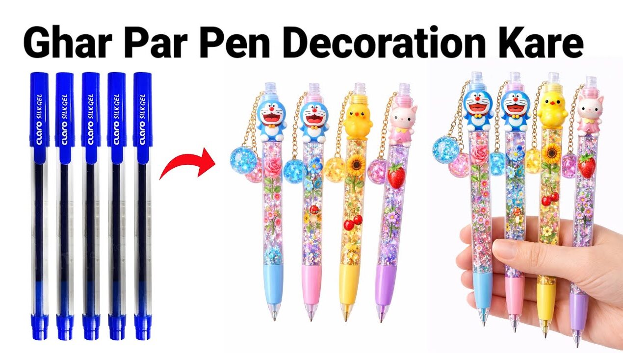 How to make Glitter Pen Keychain from waste materials/DIY gift Keychain/PenKeychaindiy/penDecoration
