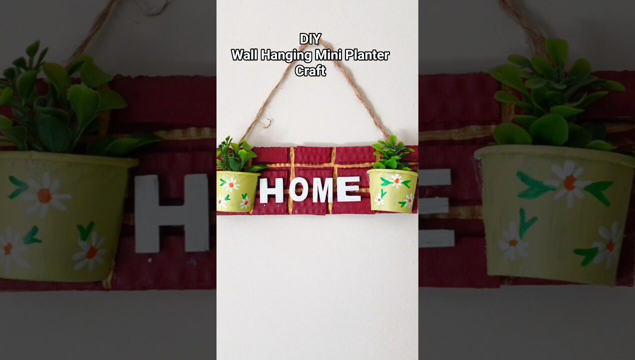 Diy Wall Hanging Mini Planter Craft ✨️ #diy #shortviral #shorts #handmade #crafting #reuse #tranding