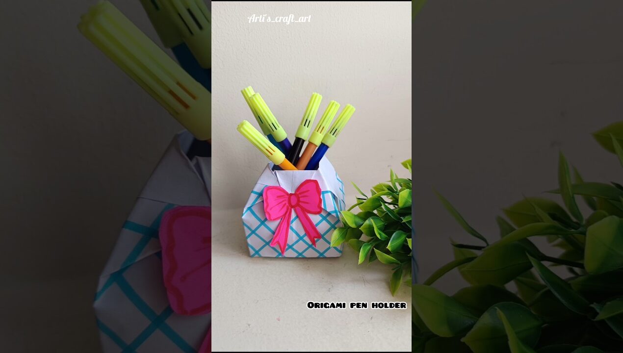 DIY Origami Paper Pen Holder #diy #asthetic #penholder #origami #craft #shorts #ytshorts #papercraft