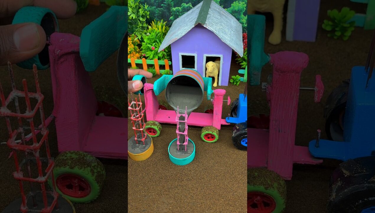 Amazing DIY Mini Construction Site 🚧 | Working Cement Mixer & Pillars Model#shorts#youubeshors