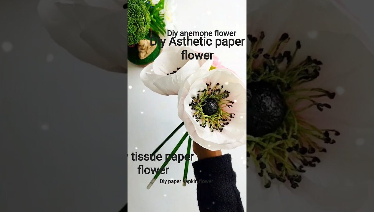 diy anemone flower|diy asthetic paper napkin flower| #diy #shortsfeed