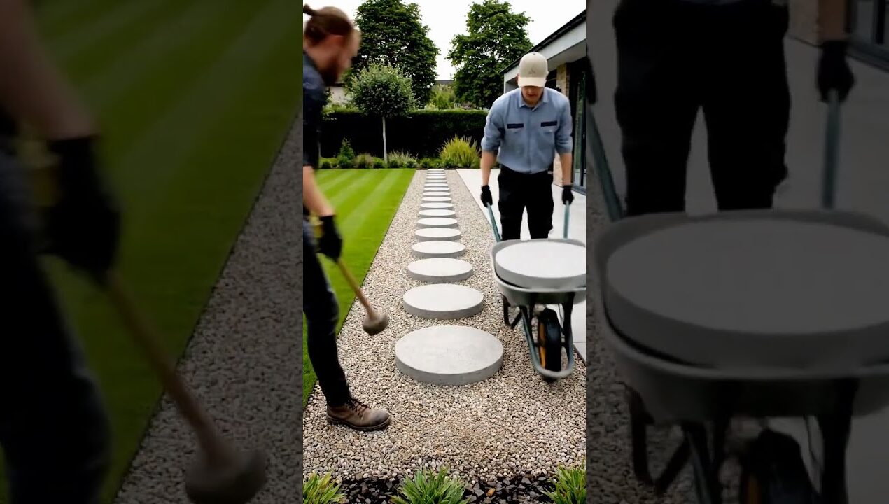 Living Stepping-Disks: Plantable Path Install #landscape #DIY #gardendesign