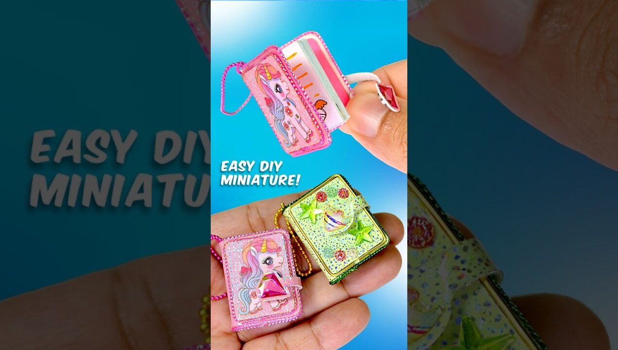 DIY Miniature Unicorn Journal 📖✨ 1:6 Scale Doll Notebook Tutorial #Shorts #diy #craft #miniature