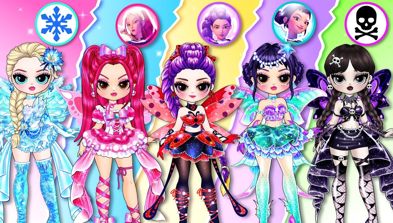 K-Pop Demon Hunters: Huntrix Fairy Fashion Glow Up! | DIY Fashion Paper Dolls