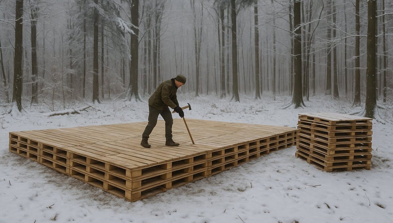 I'm Building a Free Pallet House in 129 Days in the Forest