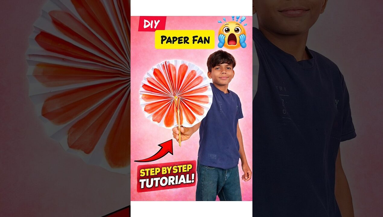 1 Minute Paper Fan 😍 | Easy DIY Craft at Home #Shorts #diy