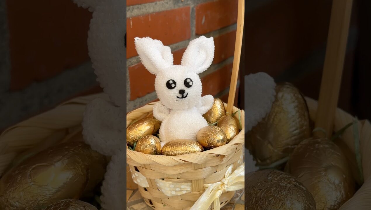 Wir machen einen Osterhasen aus Putzlappen! 🐰 #diy #bastelanleitung #basteln #ostern #putzen