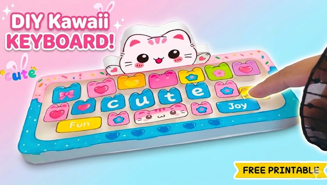 DIY Easy Cute Keyboard with Free Printable / 5 minute Paper Craft /School Projects /art and craft