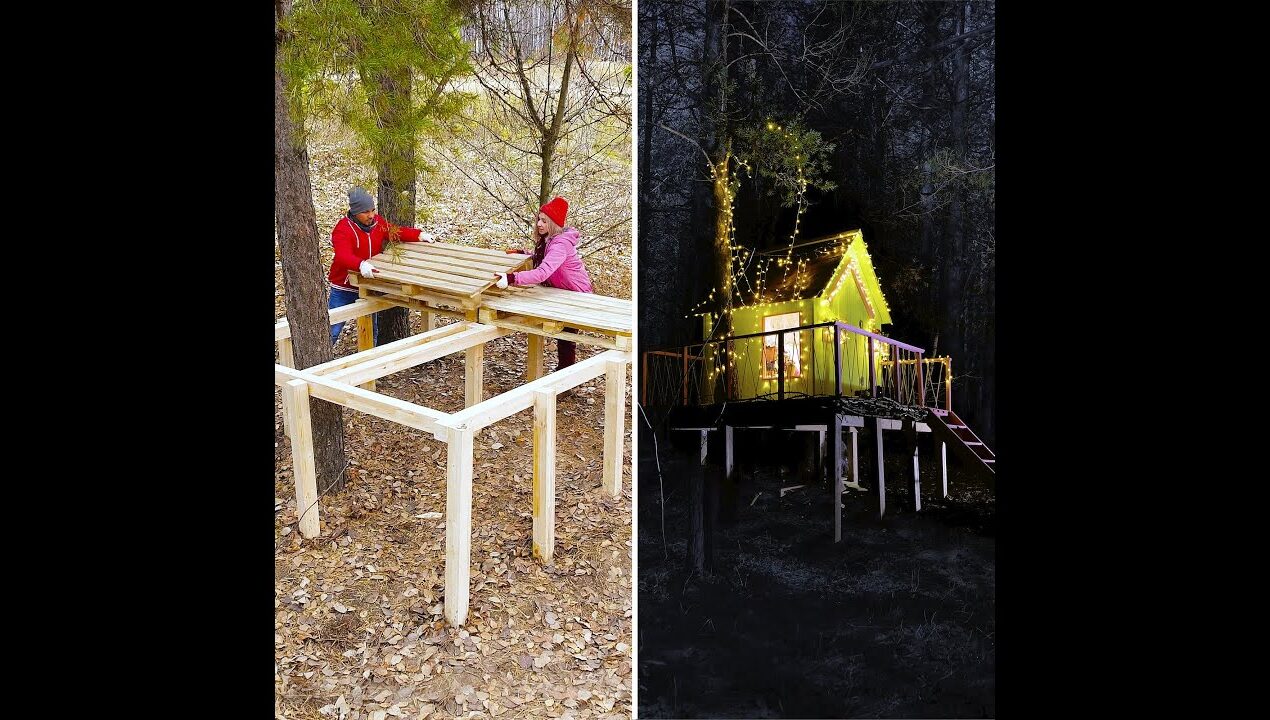 Building a Dream Forest House from Wood Pallets! 🌲🏡 #crafts #timelapse #diy