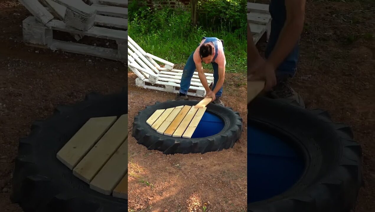 Build a budget-friendly backyard pool with pallets! 🏖️💙 #diypool