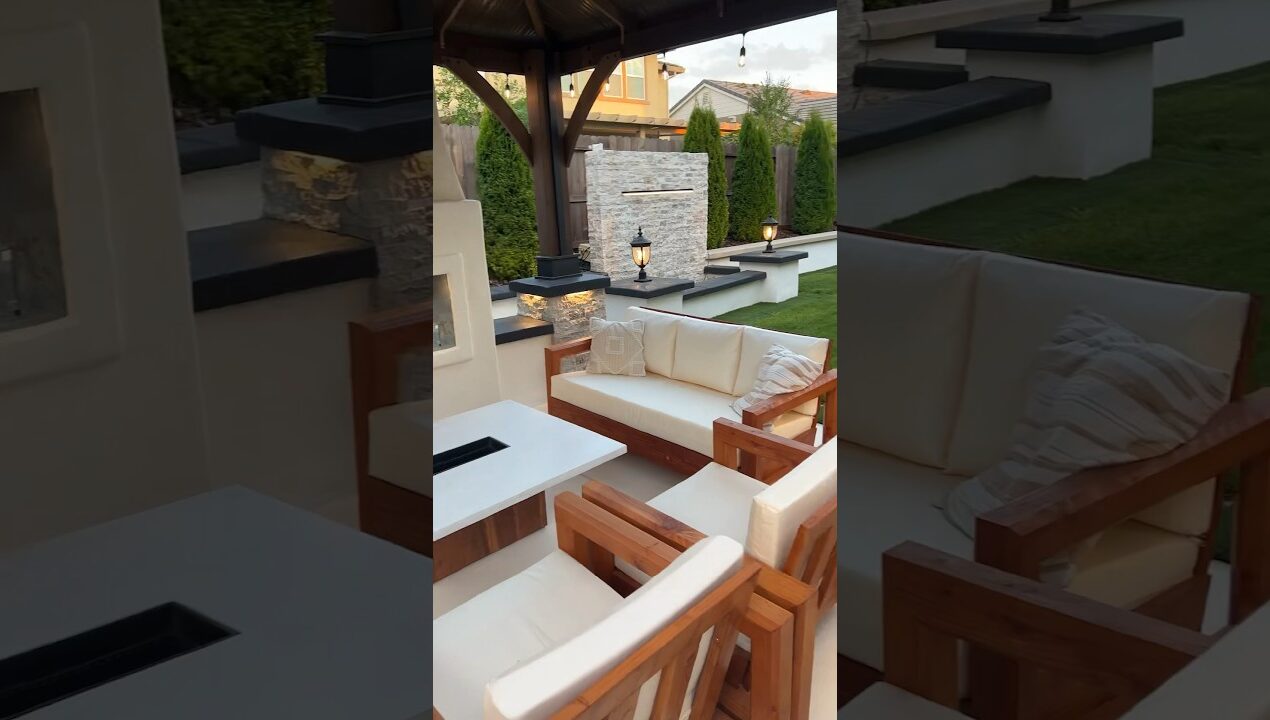 Custom DIY backyard outdoor furniture 🪚 #diyprojects #homeprojects #outdoorfurniture #diyfurniture