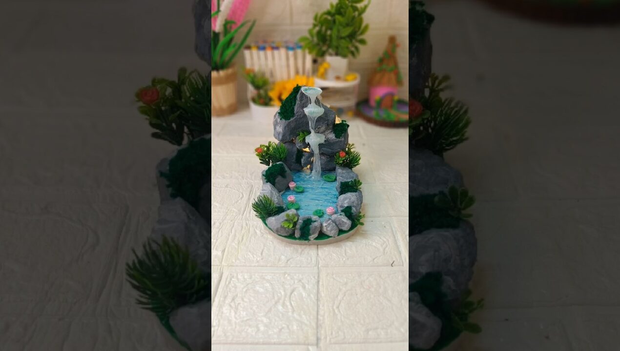 Diy easy craft ideas/ mini waterfall making #diy #art #craft #handmade #fountain #shorts