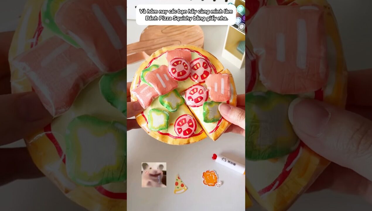 Cách làm “squishy bánh pizza 🍕” bằng giấy siêu dễ thương #diy #desksetup #handmade #diydethuong